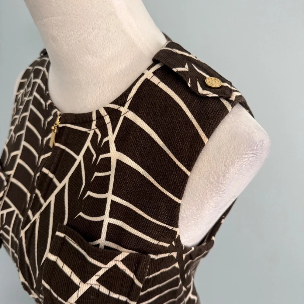 Tory Burch‎ Sleeveless Front Zipper Brown Cotton Dress Size 4